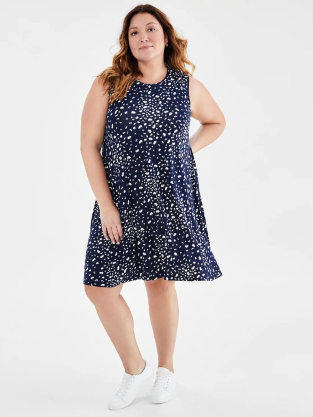Style & Co Plus Size 3X Navy Floral Printed Sleeveless Flip Flop Dress NWT